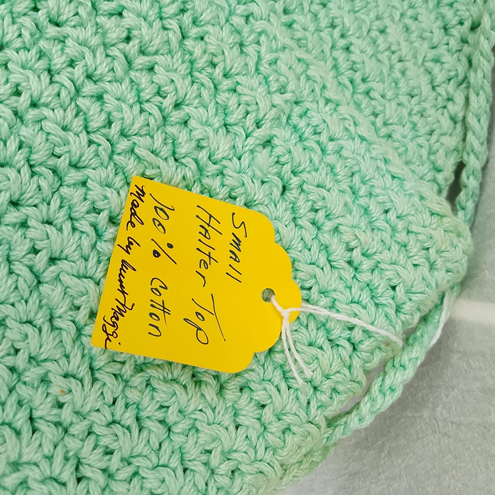 Handmade Mint Green Crochet Crop Top - Picture 3 of 5